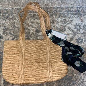 Draper James wicker shoulder bag with floral scarf